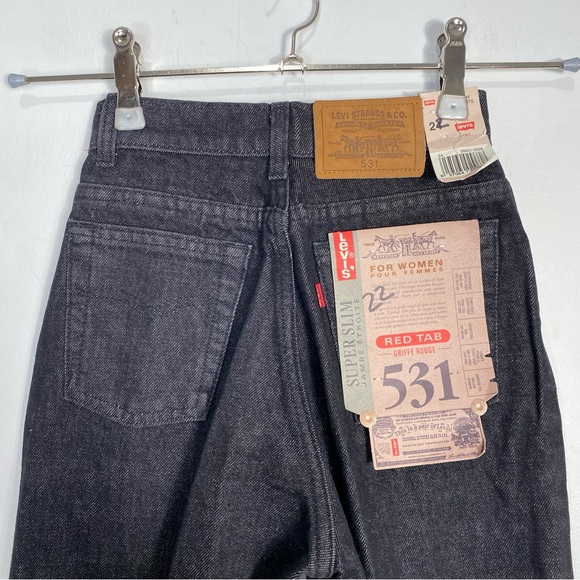 NWT Vintage 90s Levis Deadstock Super Slim 531 High Rise Stonewash Black 23 - Picture 8 of 16